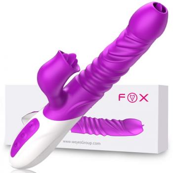 FOX探奇T10按摩自慰器伸缩加温舌舔调情女用震动棒