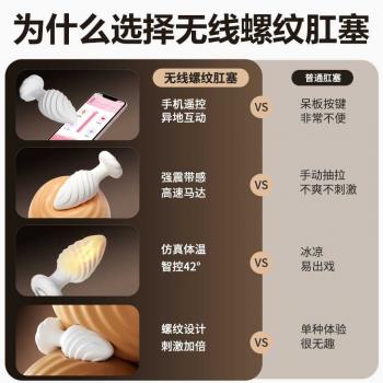 无线螺纹肛塞后庭前列腺按摩器 手机遥控 震动加温