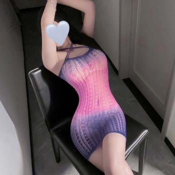 渐变色镂空可撕包臀连身网衣 调情透视 露胸免脱